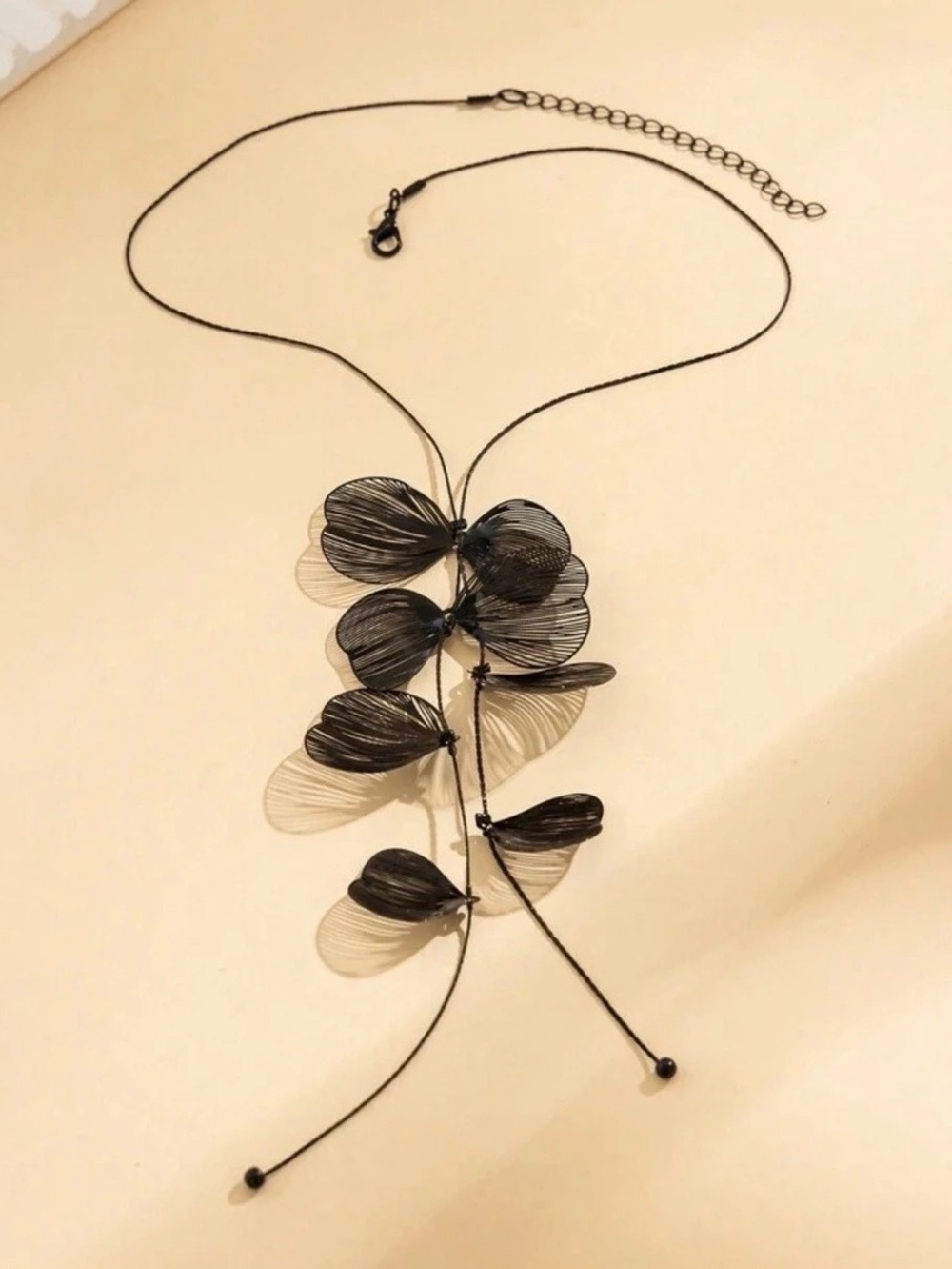 Black Leaf Pendant Necklace